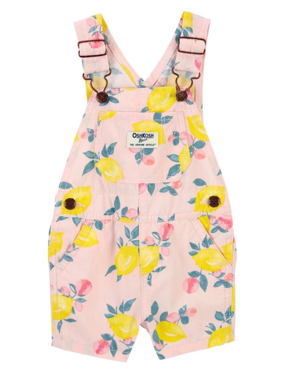 OshKosh B'gosh Pink Lemon Print Shortalls